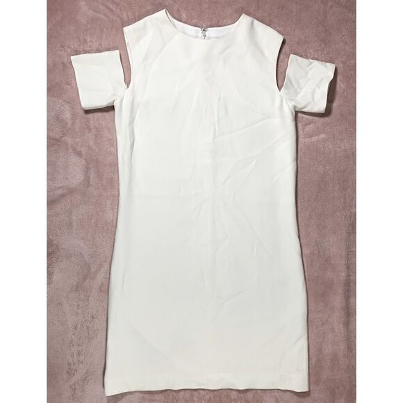 Helmut Lang Cold Shoulder Ivory Shift Dress 4 - Picture 1 of 6